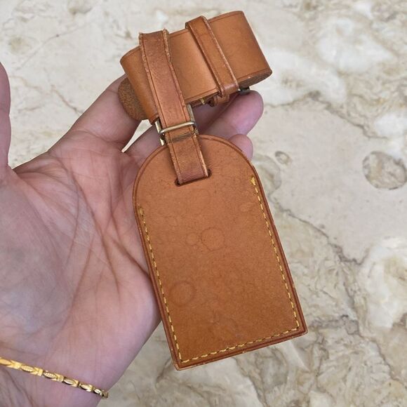 Vintage Louis Vuitton Vachetta Leather Luggage Tag & Poignet - Picture 2 of 8